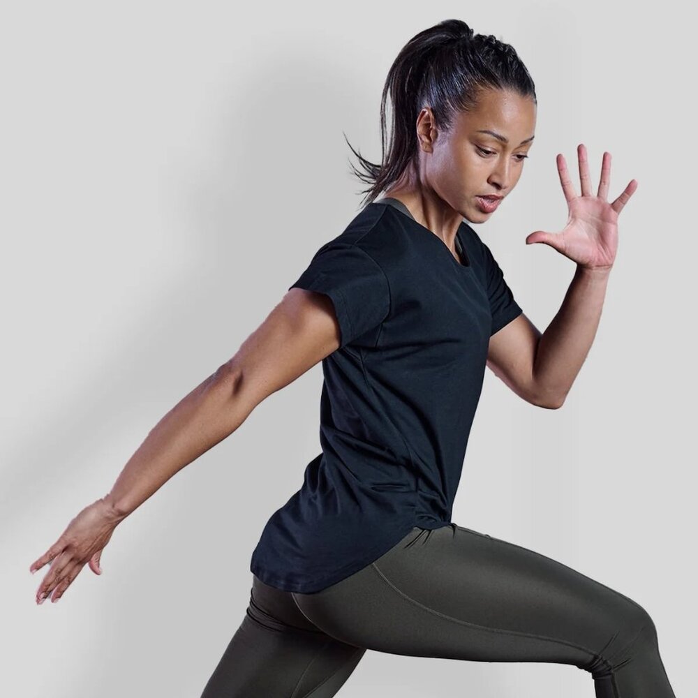 Eden Ashram | Active Scoop Neck T-Shirt NWT | Black, Size Small